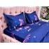 Lenjerie pat dublu, 4 piese, IMPRIMEU 3D Multiplicat, Microfibra, Mov, flori [5]