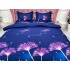 Lenjerie pat dublu, 4 piese, IMPRIMEU 3D Multiplicat, Microfibra, Mov, flori [3]