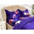 Lenjerie pat dublu, 4 piese, IMPRIMEU 3D Multiplicat, Microfibra, Mov, flori [5]