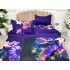 Lenjerie pat dublu, 4 piese, IMPRIMEU 3D Multiplicat, Microfibra, Mov, flori [8]
