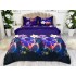 Lenjerie pat dublu, 4 piese, IMPRIMEU 3D Multiplicat, Microfibra, Mov, flori [2]