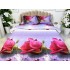 Lenjerie pat dublu, 4 piese, IMPRIMEU 3D Multiplicat, Microfibra, Rosu, trandafiri [3]