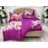 Lenjerie pat dublu, 4 piese, IMPRIMEU 3D Multiplicat, Microfibra, Mov, magnolii [8]