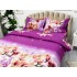 Lenjerie pat dublu, 4 piese, IMPRIMEU 3D Multiplicat, Microfibra, Mov, magnolii [7]