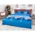 Lenjerie pat dublu, 4 piese, IMPRIMEU 3D Multiplicat, Microfibra, Albastru, flori de cires [9]