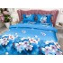 Lenjerie pat dublu, 4 piese, IMPRIMEU 3D Multiplicat, Microfibra, Albastru, flori de cires [8]