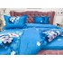 Lenjerie pat dublu, 4 piese, IMPRIMEU 3D Multiplicat, Microfibra, Albastru, flori de cires [7]