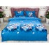 Lenjerie pat dublu, 4 piese, IMPRIMEU 3D Multiplicat, Microfibra, Albastru, flori de cires [2]