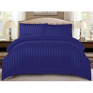 Lenjerie HoReCa, pat dublu, Damasc Finetat Deluxe cu Elastic, 4 piese, Albastru