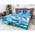 Lenjerie pat dublu,  IMPRIMEU 3D DIGITAL, IDENTIC CU POZA, Albastru, delfini [9]