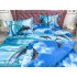 Lenjerie pat dublu,  IMPRIMEU 3D DIGITAL, IDENTIC CU POZA, Albastru, delfini [8]