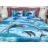 Lenjerie pat dublu,  IMPRIMEU 3D DIGITAL, IDENTIC CU POZA, Albastru, delfini [3]