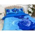 Lenjerie pat dublu,  IMPRIMEU 3D DIGITAL, IDENTIC CU POZA, Albastru, trandafiri [8]