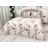 Lenjerie pat dublu, bumbac satinat,  cu elastic, Roz, flori [9]