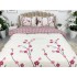 Lenjerie pat dublu, bumbac satinat,  cu elastic, Roz, flori [3]