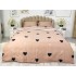 Lenjerie pat dublu, bumbac satinat,  cu elastic, Pudra, inimioare [2]