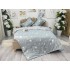 Lenjerie pat dublu, bumbac satinat,  cu elastic, Gri, stelute [8]