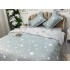 Lenjerie pat dublu, bumbac satinat,  cu elastic, Gri, stelute [7]