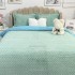 Lenjerie pentru pat dublu pufoasa CoCoLiNo, tip tricotaj, 4 piese, Verde Aqua-Bleu [10]