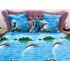 Lenjerie pat dublu, Super Pufoasa COCOLINO, 6 piese, Albastru-Multicolor, delfini [4]