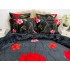 Lenjerie pat dublu, Super Pufoasa COCOLINO, 6 piese, Negru-Multicolor, flori [4]
