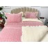 Lenjerie pentru pat dublu pufoasa CoCoLiNo cu VoLaNaSe, tip tricotaj, 4 piese, Roz [5]
