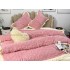 Lenjerie pentru pat dublu pufoasa CoCoLiNo cu VoLaNaSe, tip tricotaj, 4 piese, Roz [4]
