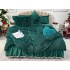 Lenjerie pat super pufoasa COCOLINO Fluffy cu ciucuri, 6 piese, VERDE INCHIS [2]