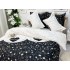 Lenjerie pat dublu,  FINET, 6 piese, Alb-Negru, inimioare, stelute [8]