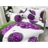 Lenjerie pat dublu,  FINET, 6 piese, IDENTICA CU POZA, cu elastic, Verde-Mov, flori [8]