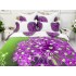 Lenjerie pat dublu,  FINET, 6 piese, IDENTICA CU POZA, cu elastic, Verde-Mov, flori [3]