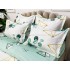 Lenjerie pat dublu,  FINET, 6 piese, Alb-Verde, frunze [6]