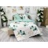 Lenjerie pat dublu,  FINET, 6 piese, Alb-Verde, frunze [8]