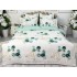 Lenjerie pat dublu,  FINET, 6 piese, Alb-Verde, frunze [2]