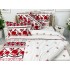 Lenjerie pat dublu,  FINET, 6 piese, Alb-Rosu, model traditional [7]
