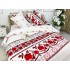 Lenjerie pat dublu,  FINET, 6 piese, Alb-Rosu, model traditional [8]