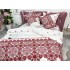 Lenjerie pat dublu,  FINET, 6 piese, Alb-Rosu, model traditional [9]