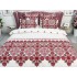 Lenjerie pat dublu,  FINET, 6 piese, Alb-Rosu, model traditional [3]