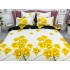 Lenjerie pat dublu,  FINET, 6 piese, cu ELASTIC, Galben, flori [3]