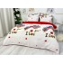 Lenjerie pat dublu,  FINET, 6 piese, Alb-Rosu, bufnite [9]