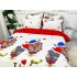 Lenjerie pat dublu,  FINET, 6 piese, Alb-Rosu, bufnite [7]