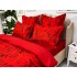 Lenjerie pat dublu,  FINET, 6 piese, cu ELASTIC, Rosu, trandafiri [6]