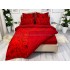 Lenjerie pat dublu,  FINET, 6 piese, cu ELASTIC, Rosu, trandafiri [8]