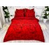 Lenjerie pat dublu,  FINET, 6 piese, cu ELASTIC, Rosu, trandafiri [2]