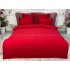 Lenjerie pat dublu,  FINET, 6 piese, cu ELASTIC, Rosu [2]