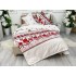 Lenjerie pat dublu,  FINET, 6 piese, cu ELASTIC, Alb-Rosu, model traditional [9]