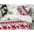 Lenjerie pat dublu,  FINET, 6 piese, cu ELASTIC, Alb-Rosu, model traditional [8]