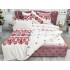 Lenjerie pat dublu,  FINET, 6 piese, cu ELASTIC, Alb-Rosu, model traditional [8]
