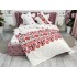Lenjerie pat dublu,  FINET, 6 piese, cu ELASTIC, Alb-Rosu, model traditional [9]