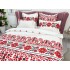 Lenjerie pat dublu,  FINET, 6 piese, cu ELASTIC, Alb-Rosu, model traditional [7]